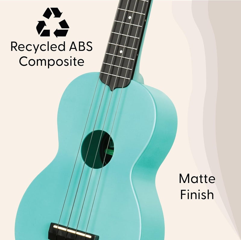 Kala Recycled Soprano Waterman Ukulele Durable, Travel-Ready Instrument - Glow-in-the-Dark Aqua Mist - Image 2